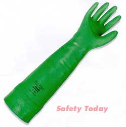 GLOVE NITRILE 22 MIL 18;INCH GREEN UNLINED - Latex, Supported